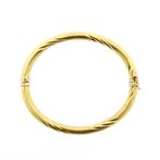 18 Krt. Gouden gedraaide slavenarmband  | Ø 60 mm, Ophalen of Verzenden, Gebruikt, Overige kleuren, Goud