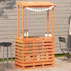 vidaXL Tuinbartafel met dak bruin 112,5x57x195,5 cm massief, Verzenden, Nieuw, Hout