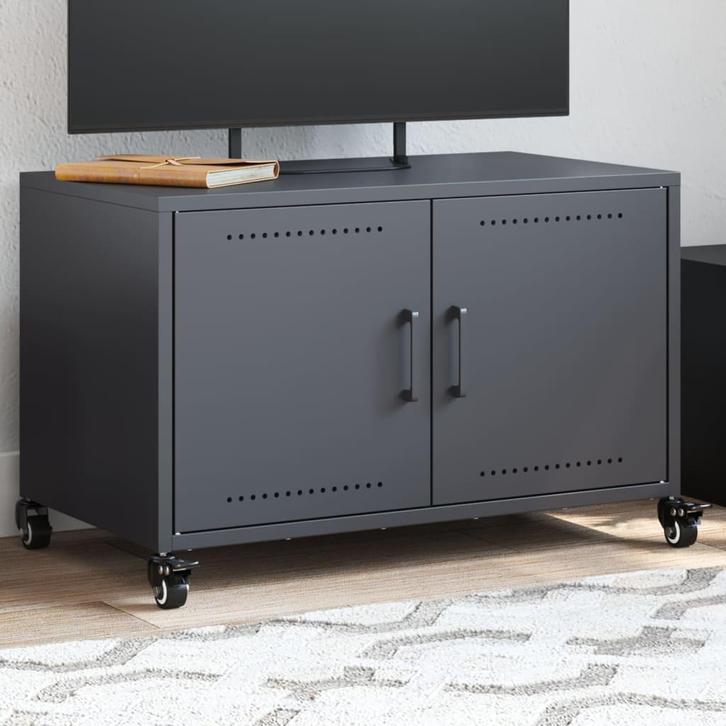 vidaXL Tv-meubel 68x39x43,5 cm staal antracietkleurig, Huis en Inrichting, Kasten | Televisiemeubels, Nieuw, Metaal, Verzenden
