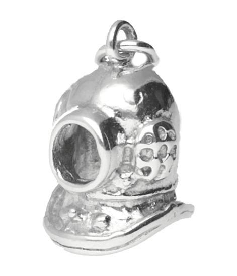 Zilveren Duikhelm open vizier ketting hanger, Sieraden, Tassen en Uiterlijk, Kettinghangers, Verzenden