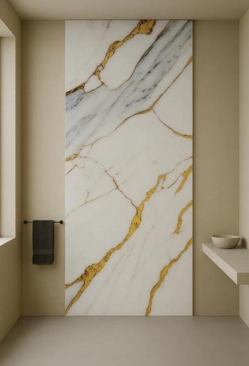 PVC Marmer Plaat Hoogglans Carrara Gold Wit | TOPNL #1 beschikbaar voor biedingen
