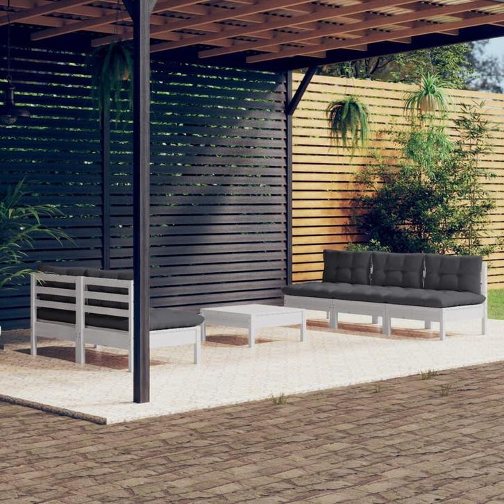 vidaXL 6-delige Loungeset met antracietkleurige kussens, Tuin en Terras, Tuinsets en Loungesets, Loungeset, Nieuw, Verzenden