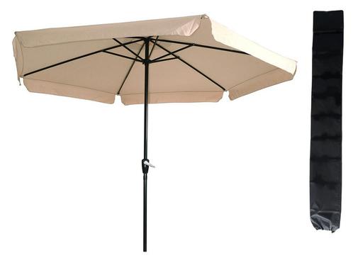 Parasol Gemini Ecru/Beige Ø300cm | in Hoogte Verstelbaar |, Tuin en Terras, Parasols, Ophalen of Verzenden