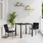 vidaXL 3-delige tuinset met eettafel en kussens in zwart, Tuin en Terras, Verzenden, Nieuw, Rotan, Tuinset