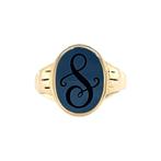 Gouden vintage zegelring met blauwe laagsteen 14 krt, Ophalen of Verzenden, Nieuw