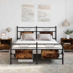 vidaXL Bedframe zonder matras hout gerookt eikenkleurig, Huis en Inrichting, Bruin, Verzenden, 140 cm, 200 cm