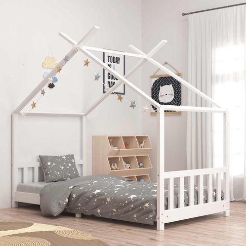 vidaXL Kinderbedframe massief grenenhout wit 90x200 cm, Kinderen en Baby's, Kinderkamer | Bedden, Nieuw, Verzenden