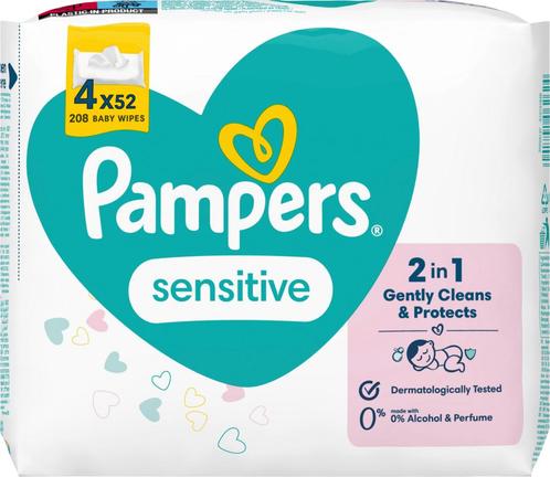 Pampers Vochtige doekjes Gevoelig (4x52 stuks), 208 stuks, Kinderen en Baby's, Badjes en Verzorging, Verzenden