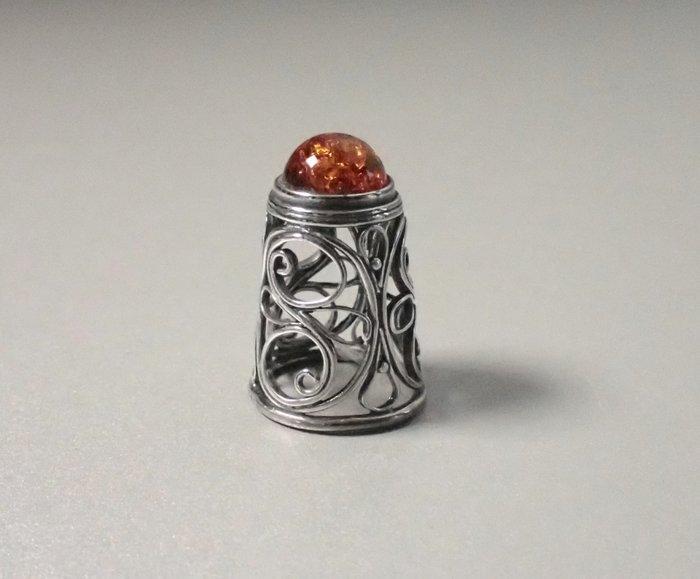 Vingerhoed Geïnspireerd door de Art Nouveau stijl - Zilver, Antiek en Kunst, Kunst | Designobjecten