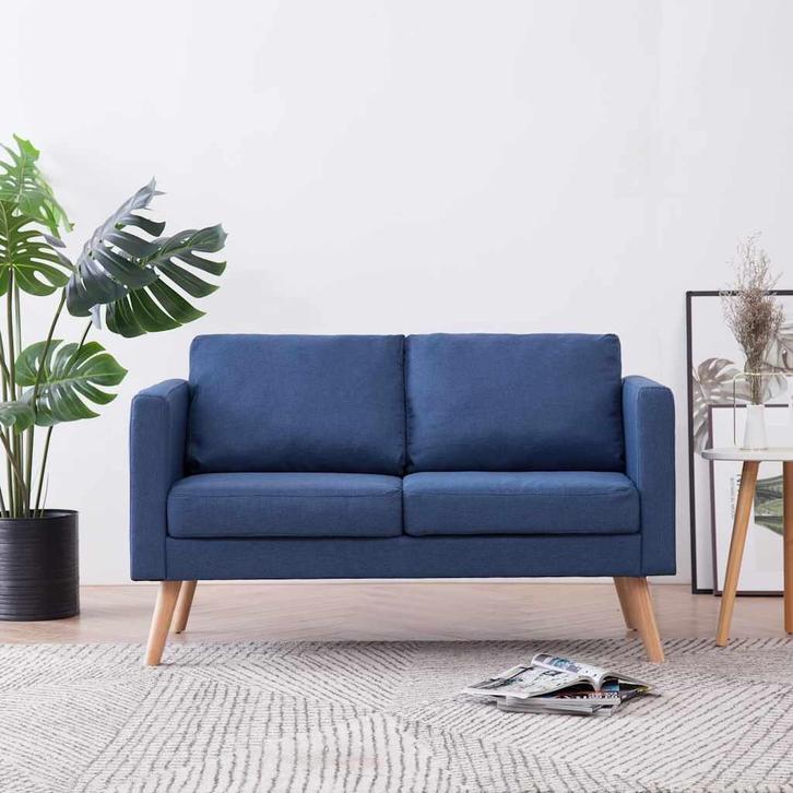vidaXL Tweezitsbank stof blauw, Huis en Inrichting, Banken | Bankstellen, Nieuw, Minder dan 150 cm, Stof, Tweepersoons, Verzenden