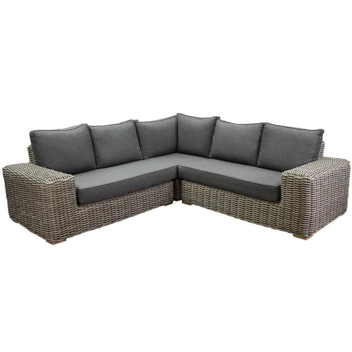 Queen hoek loungeset 3 delig grijs wicker, Tuin en Terras, Tuinsets en Loungesets, Nieuw, Wicker, Ophalen of Verzenden