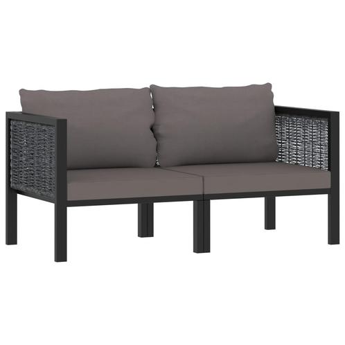 vidaXL Tweezitsbank met kussens poly rattan antraciet, Tuin en Terras, Tuinsets en Loungesets, Nieuw, Rotan, Verzenden