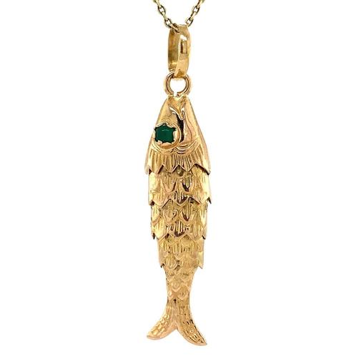 Gouden vis hanger met kleursteen 18 krt, Sieraden, Tassen en Uiterlijk, Kettinghangers, Nieuw, Ophalen of Verzenden