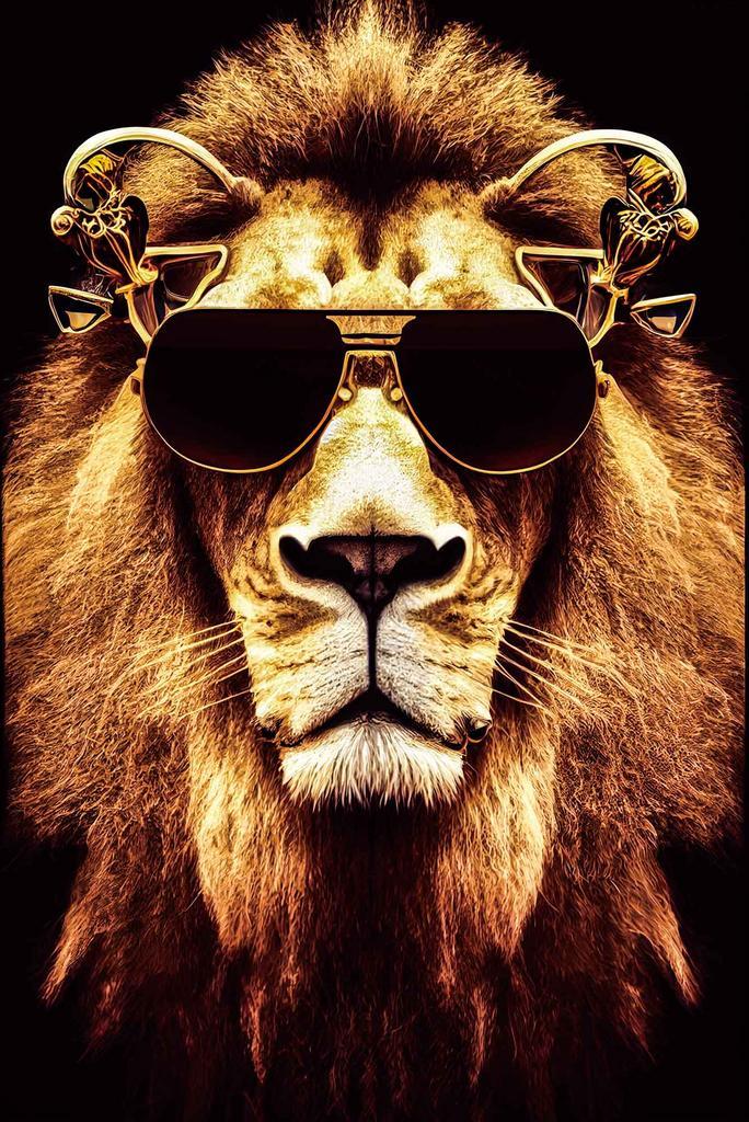 Glasschilderij Amazing Lion 120x80cm, Huis en Inrichting, Woonaccessoires | Schilderijen, Tekeningen en Foto's