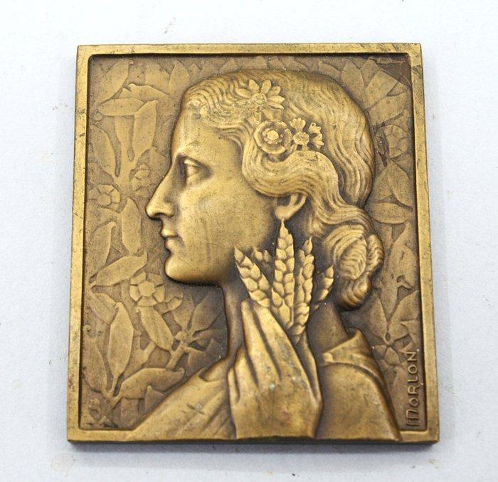 Beeldje, 3x Bronzen plaquette - 6.5 cm - Brons, Antiek en Kunst, Kunst | Designobjecten