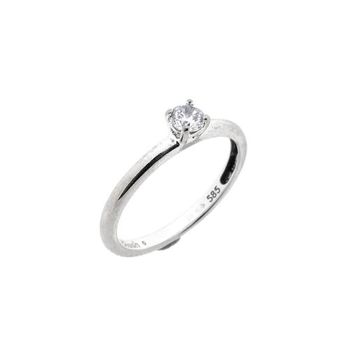 Witgouden solitair ring met zirconia | Blush, Sieraden, Tassen en Uiterlijk, Ringen, Dame, Met edelsteen, Overige kleuren, 17 tot 18