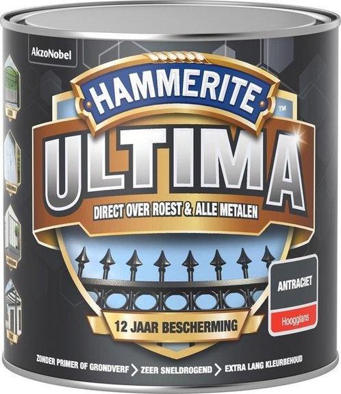 Hammerite Ultima Metaallak Hoogglans Antraciet 750 ml, Doe-het-zelf en Verbouw, Verf, Beits en Lak, Nieuw, Ophalen of Verzenden
