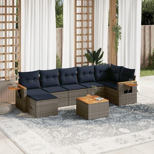 vidaXL 8-delige Loungeset met kussens poly rattan grijs, Tuin en Terras, Tuinsets en Loungesets, Loungeset, Nieuw, Rotan, Verzenden