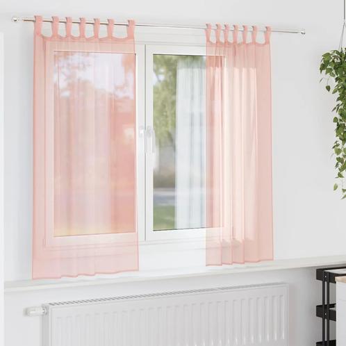 vidaXL Gordijnen voile met roedezakken 2 st roze, Huis en Inrichting, Stoffering | Gordijnen en Lamellen, Nieuw, Verzenden