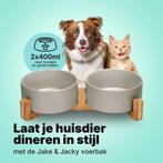 2dekans | Jake en Jacky Voerbak Hond en Kat Keramiek -, Dieren en Toebehoren, Ophalen of Verzenden, Zo goed als nieuw