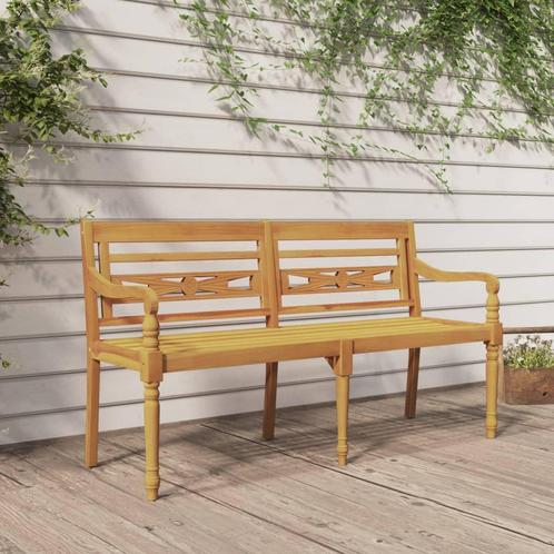 vidaXL Bankje Batavia 150 cm massief teakhout, Tuin en Terras, Tuinbanken, Nieuw, Hout, Verzenden