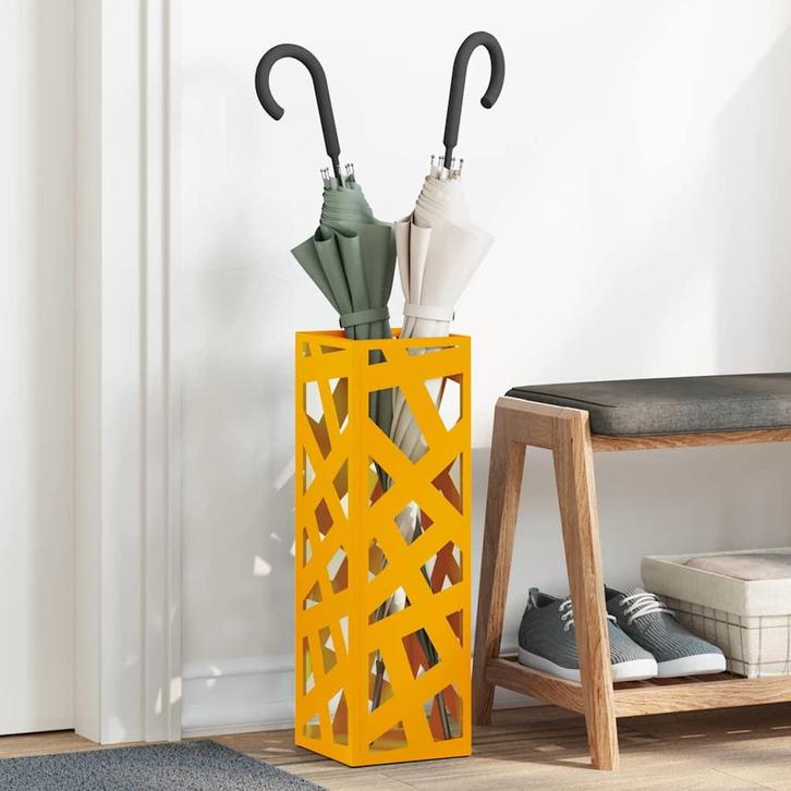 vidaXL Paraplu Standaard Mosterdgeel 15.5 x 15.5 x 49 cm, Huis en Inrichting, Woonaccessoires | Paraplubakken, Nieuw, Verzenden