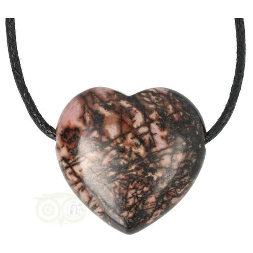 Rhodoniet doorboorde hart hanger  ± 3 cm - Nr 18, Sieraden, Tassen en Uiterlijk, Edelstenen, Nieuw, Verzenden