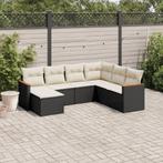vidaXL 7-delige Loungeset met kussens poly rattan zwart, Verzenden, Nieuw, Rotan, Loungeset