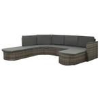 vidaXL 4-delige Loungeset met kussens poly rattan grijs, Tuin en Terras, Verzenden, Nieuw, Rotan, Loungeset