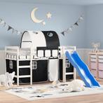 vidaXL Kinderhoogslaper met tunnel 90x190 cm grenenhout wit, 90 cm, Eenpersoons, Verzenden, Zwart