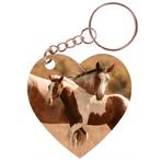 Sleutelhanger hartje 5x5cm - Paarden Paint Merrie met Veulen, Nieuw, Ophalen of Verzenden