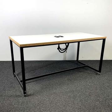 Bartafel Verrijdbaar - Werktafel Houten Blad - Zwart Frame