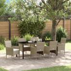 vidaXL 7 Delige Tuinset Beige van Poly Rattan, Tuin en Terras, Tuinsets en Loungesets, Verzenden, Nieuw, Rotan, Tuinset