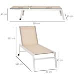 TRUUSK Tuinligstoel Met 5-traps Rugleuning Aluminium Crèmewi, Verzenden, Nieuw