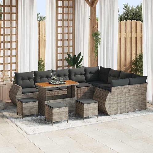 vidaXL Tuin Sofa Set 13 pcs Grijs poly rattan, Tuin en Terras, Tuinsets en Loungesets, Nieuw, Verzenden