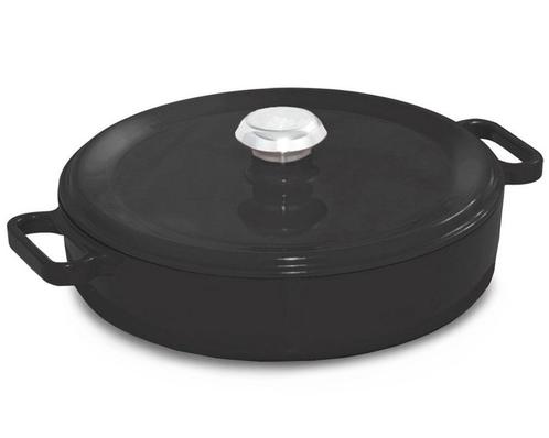 GGM Gastro | Gietijzeren braadpan - Ø 240mm - plat - Zwart |, Huis en Inrichting, Keuken | Potten en Pannen, Verzenden