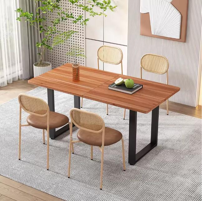 Set van 4 Rotan Eetkamerstoelen –PU-Zitting en Metalen Poten, Huis en Inrichting, Stoelen, Nieuw, Verzenden