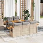 vidaXL 6-delige Loungeset met kussens poly rattan acacia, Verzenden, Nieuw, Rotan, Loungeset