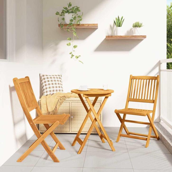 vidaXL Tuin Bistro Set 3 pcs Bruin Massief Acaciahout, Tuin en Terras, Tuinsets en Loungesets, Nieuw, Verzenden