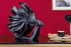 Design decoratief figuur vechtende vis CROWNTAIL 35cm zwart, Huis en Inrichting, Woonaccessoires | Vazen, Ophalen of Verzenden