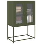 vidaXL buffetkast 68x39x107 cm staal olijfgroen, Huis en Inrichting, Kasten | Buffetkasten, Verzenden, Nieuw, Metaal