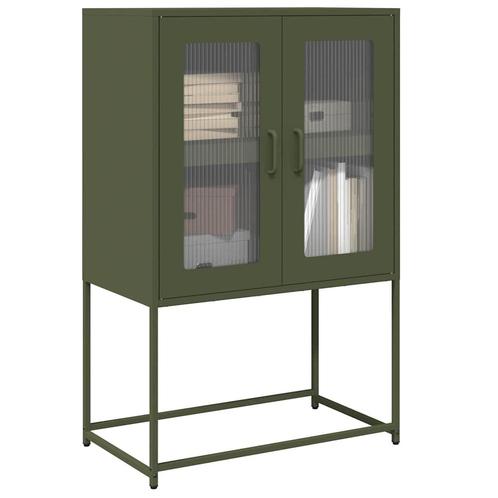 vidaXL buffetkast 68x39x107 cm staal olijfgroen, Huis en Inrichting, Kasten | Buffetkasten, Nieuw, Metaal, Verzenden