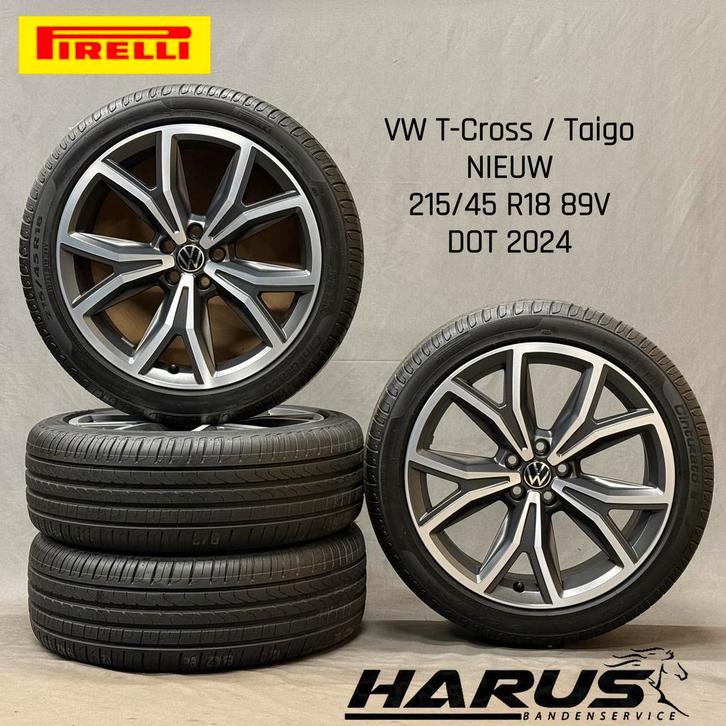 VW T-Cross Taigo 18” Velgen Köln Origineel + Nieuwe pirelli, Auto-onderdelen, Banden en Velgen, 18 inch, Erkend duurzaam, Zomerbanden