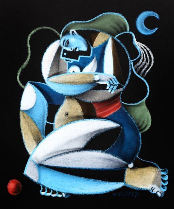 Jone Hopper - Muse à la balle assoupie, Antiek en Kunst, Kunst | Schilderijen | Modern