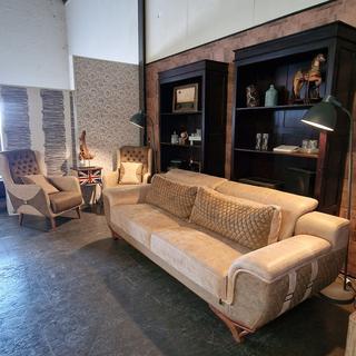 3-zits + 2-zits bank Chesterfield, Dareton, beige beschikbaar voor biedingen