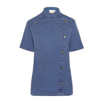 GGM Gastro | KARLOWSKY | Korte Mouw Dames Koksjas Jeans | beschikbaar voor biedingen