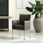 Set van 6 Leren eetkamerstoelen More - Toledo Antracite, Ophalen of Verzenden, Nieuw, Leer