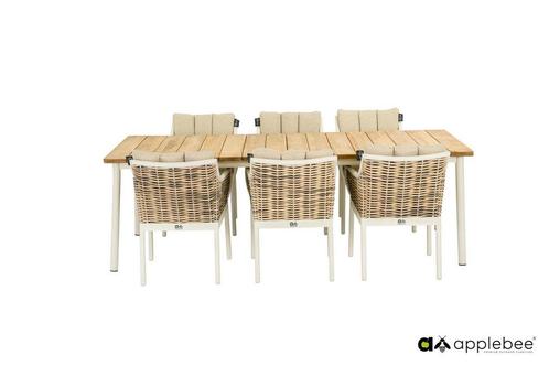 Apple Bee Milou dining set Oyster met Milou tafel met teak, Tuin en Terras, Tuinsets en Loungesets, Ophalen of Verzenden