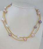 Halsketting Citrienstenen - 9x13mm witte en roze Edison, Sieraden, Tassen en Uiterlijk, Kettingen, Nieuw