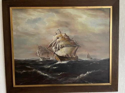 Jan Hendrik Moerman (1943-2007) - 3 schepen op zee, Antiek en Kunst, Kunst | Schilderijen | Klassiek